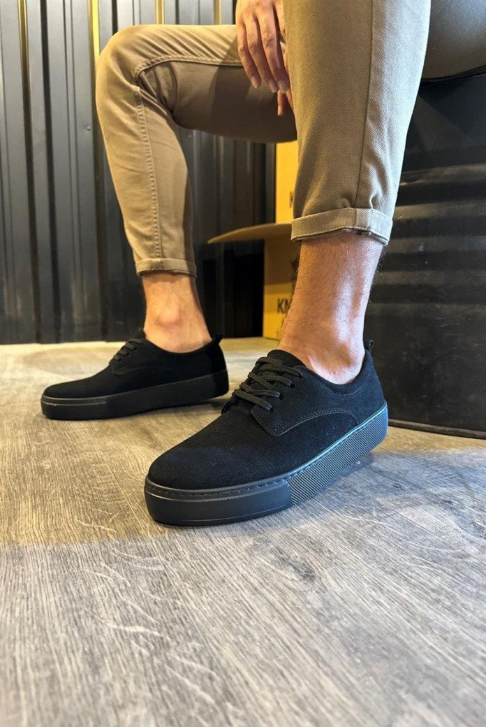 KN077 Erkek Günlük Bağcıklı Süet Spor Sneaker Ayakkabı SST - Siyah KN077 Erkek Günlük Bağcıklı Süet Spor Sneaker Ayakkabı SST - Siyah