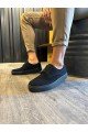 KN077 Erkek Günlük Bağcıklı Süet Spor Sneaker Ayakkabı SST - Siyah