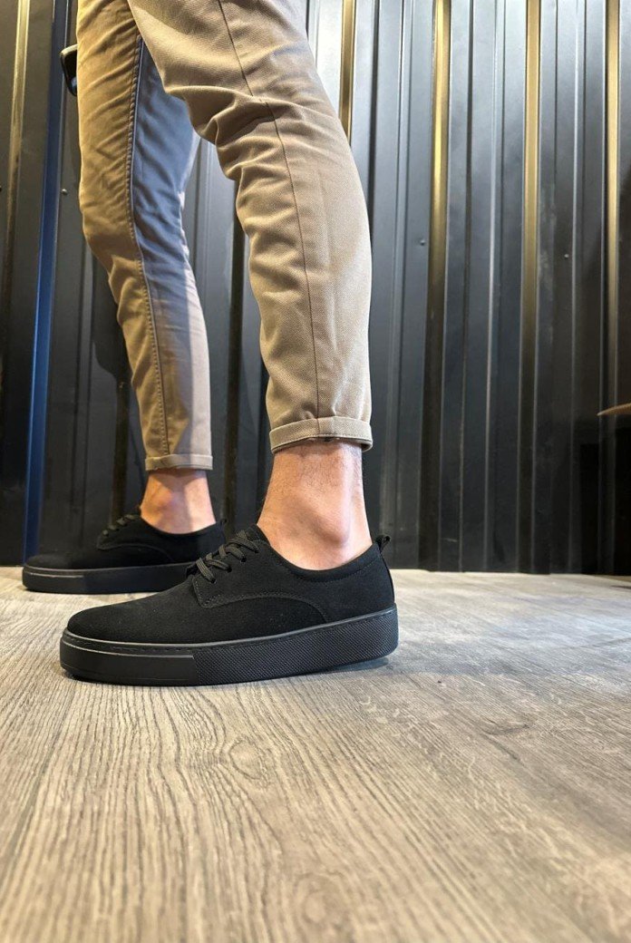 KN077 Erkek Günlük Bağcıklı Süet Spor Sneaker Ayakkabı SST - Siyah KN077 Erkek Günlük Bağcıklı Süet Spor Sneaker Ayakkabı SST - Siyah