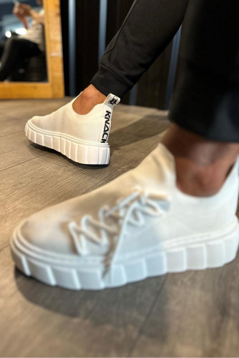 KN1025 Erkek Günlük Bağcıklı Triko Spor Sneaker Ayakkabı TBT - Beyaz – Knack Erkek Ayakkabı