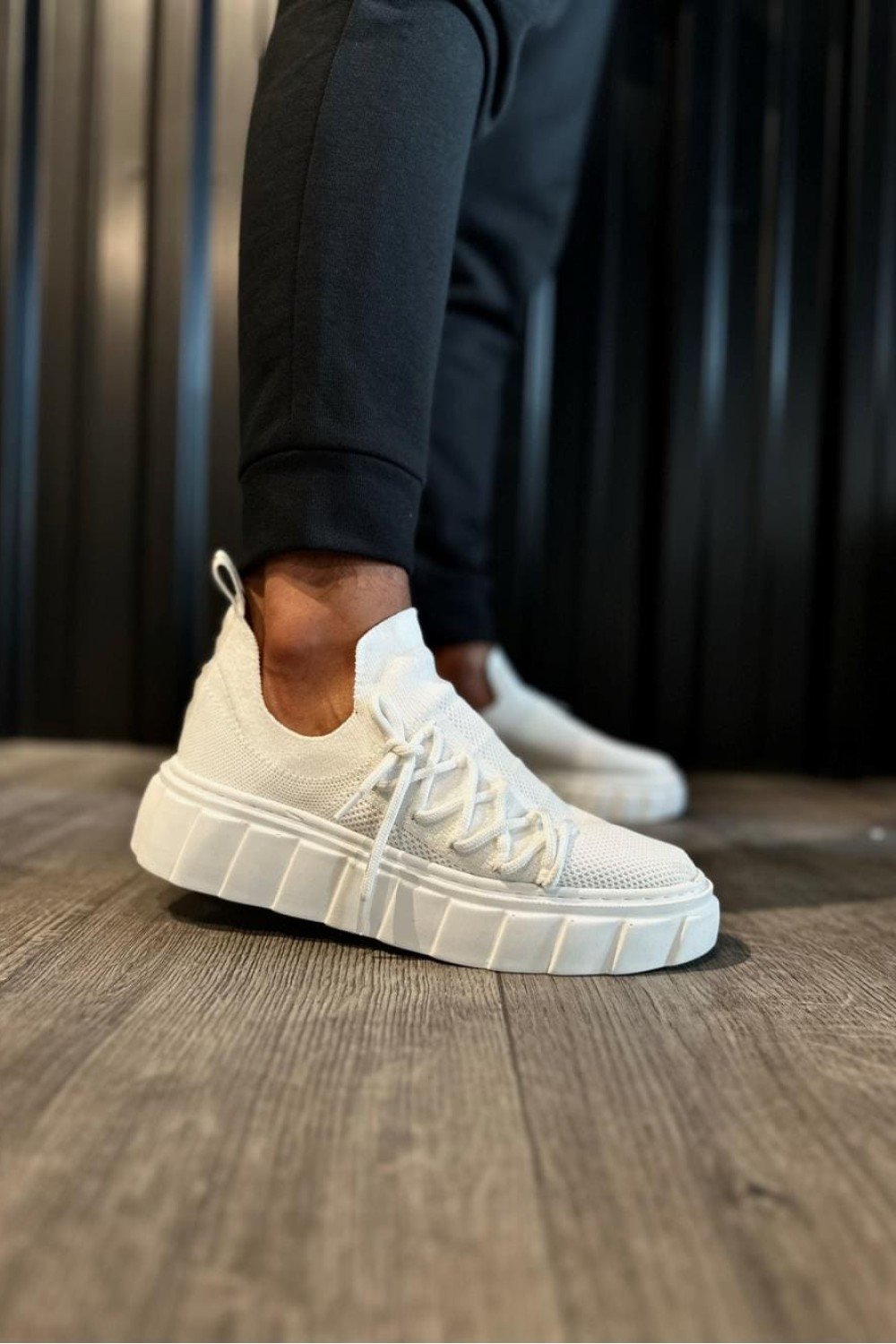 KN1025 Erkek Günlük Bağcıklı Triko Spor Sneaker Ayakkabı TBT - Beyaz – Knack Erkek Ayakkabı