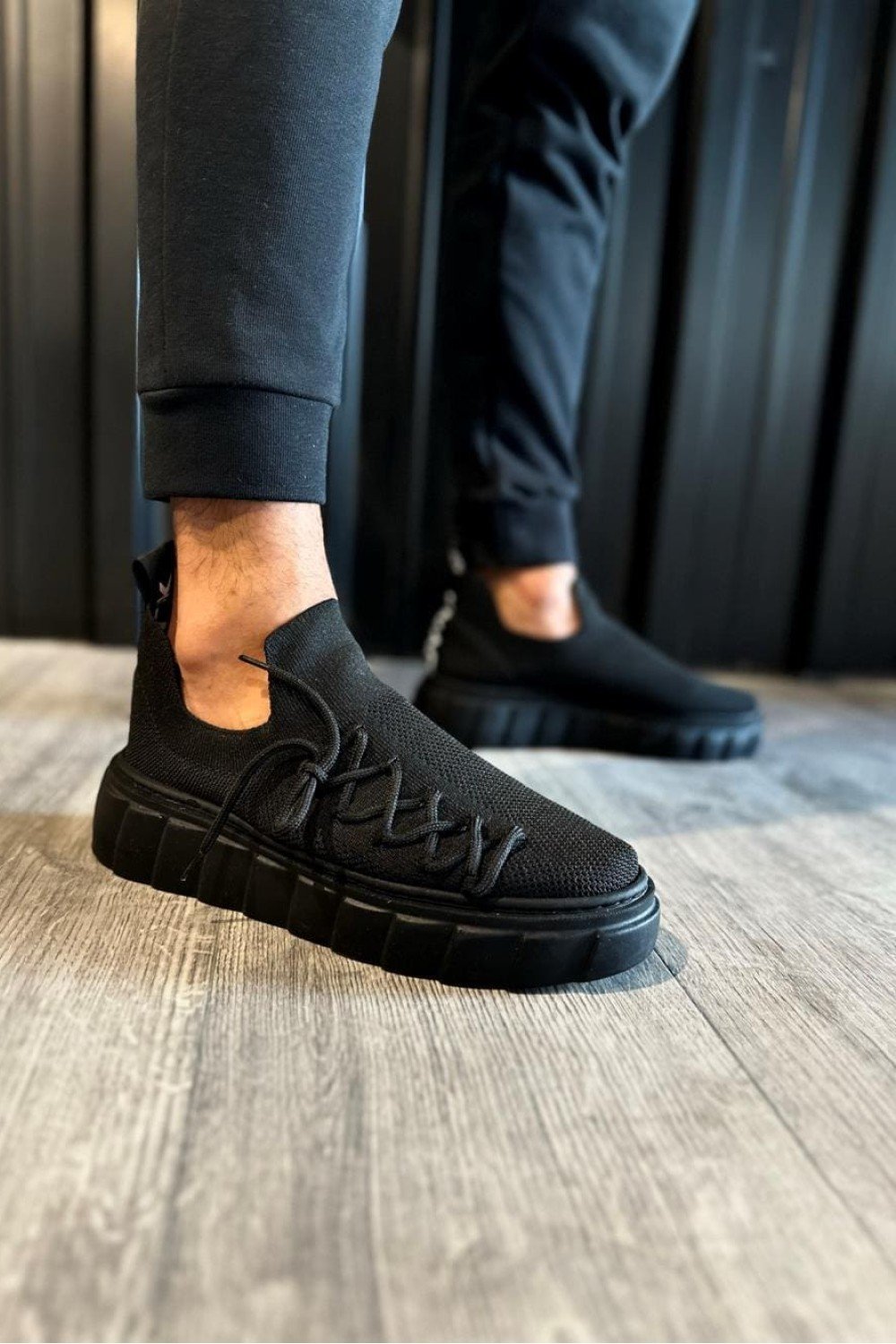 KN1025 Erkek Günlük Bağcıklı Triko Spor Sneaker Ayakkabı TST - Siyah – Knack Erkek Ayakkabı