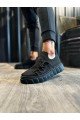 KN1025 Erkek Günlük Bağcıklı Triko Spor Sneaker Ayakkabı TST - Siyah