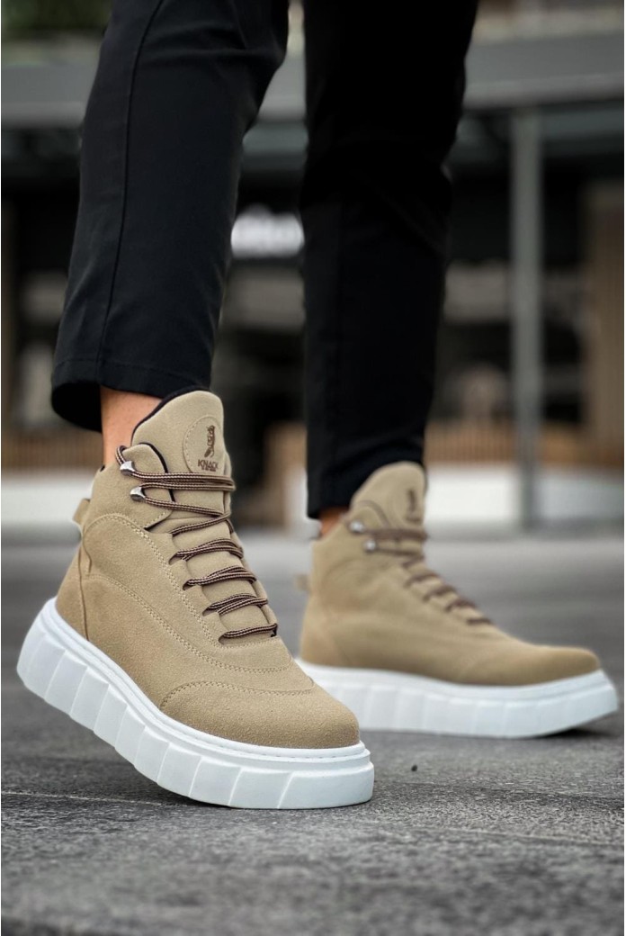 KN104 Erkek Spor Günlük Bağcıklı Süet Bot SBT - Vizon