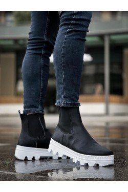 KN113 Erkek Spor Günlük Bağcıksız Cilt Bot CBT - Siyah