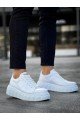 KN144 Erkek Günlük Bağcıklı Cilt Spor Sneaker Ayakkabı CBT - Beyaz