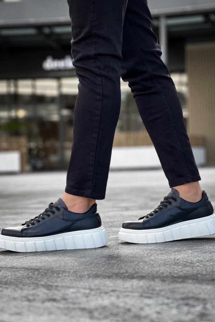 KN144 Erkek Günlük Bağcıklı Cilt Spor Sneaker Ayakkabı CBT - Siyah KN144 Erkek Günlük Bağcıklı Cilt Spor Sneaker Ayakkabı CBT - Siyah