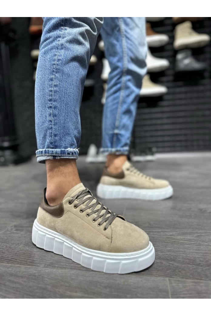 KN144 Erkek Günlük Bağcıklı Süet Spor Sneaker Ayakkabı SBT - Vizon