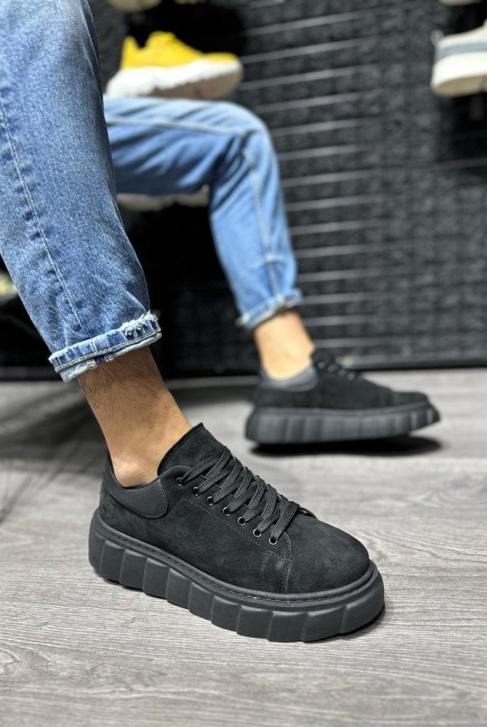 KN144 Erkek Günlük Bağcıklı Süet Spor Sneaker Ayakkabı SST - Siyah KN144 Erkek Günlük Bağcıklı Süet Spor Sneaker Ayakkabı SST - Siyah