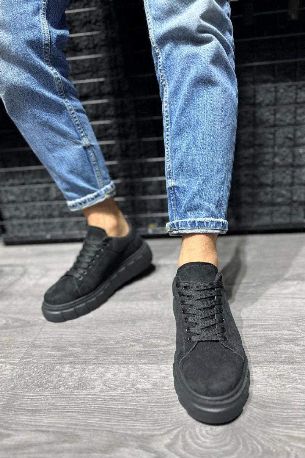 KN144 Erkek Günlük Bağcıklı Süet Spor Sneaker Ayakkabı SST - Siyah Erkek Ayakkabı KN144 Erkek Günlük Bağcıklı Süet Spor Sneaker Ayakkabı SST - Siyah – Knack Erkek Ayakkabı