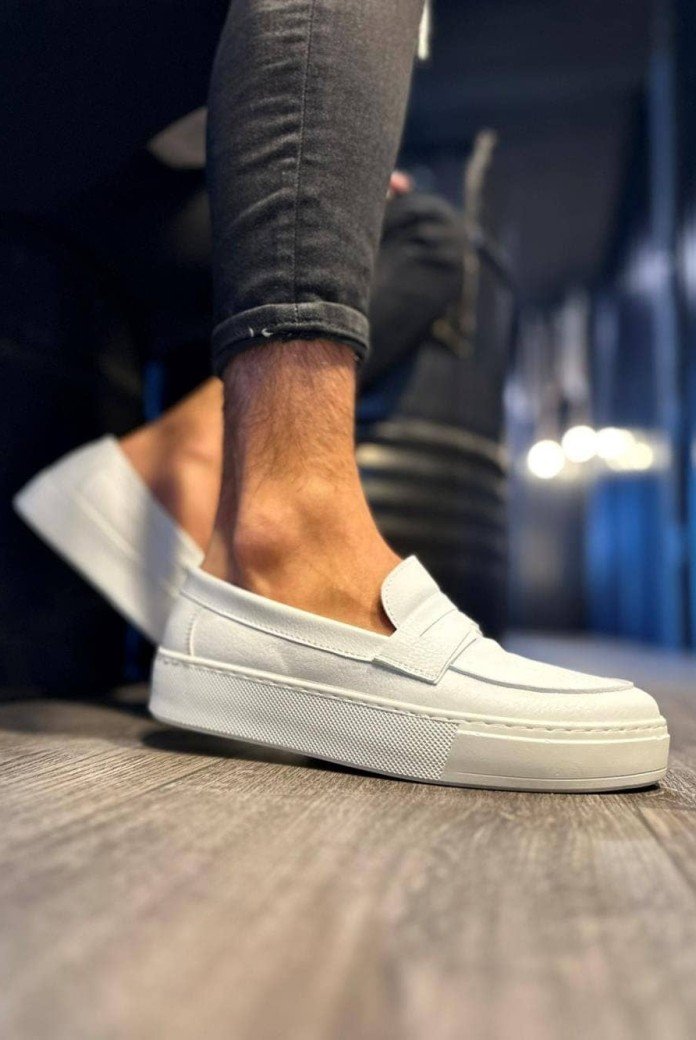 KN400 Erkek Günlük Bağcıksız Cilt Klasik Ayakkabı CBT - Beyaz KN400 Erkek Günlük Bağcıksız Cilt Klasik Ayakkabı CBT - Beyaz