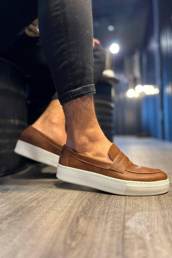 KN400 Erkek Günlük Bağcıksız Cilt Klasik Ayakkabı CBT - Taba