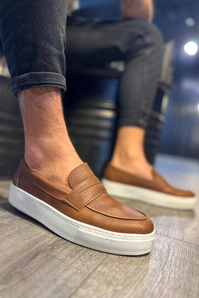 KN400 Erkek Günlük Bağcıksız Cilt Klasik Ayakkabı CBT - Taba
