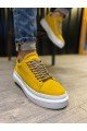 KN421 Erkek Günlük Bağcıklı Cilt Spor Sneaker Ayakkabı CBT - Sarı
