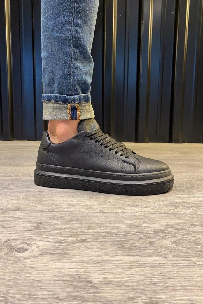 KN421 Erkek Günlük Bağcıklı Cilt Spor Sneaker Ayakkabı CST - Siyah KN421 Erkek Günlük Bağcıklı Cilt Spor Sneaker Ayakkabı CST - Siyah