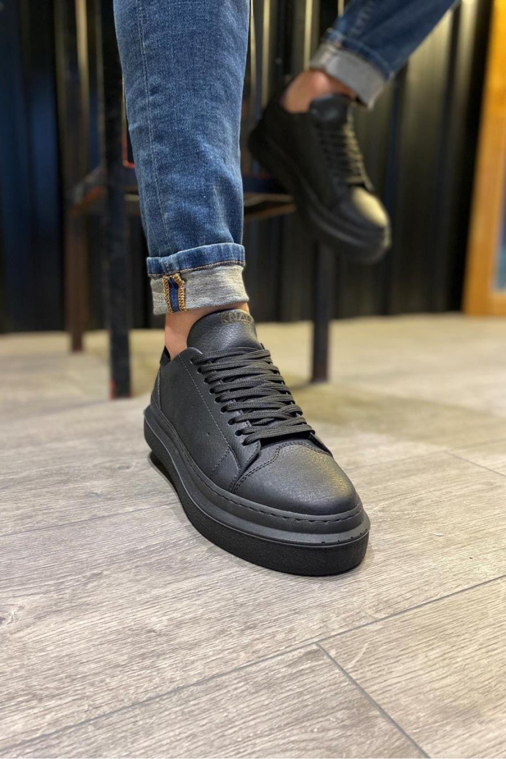 KN421 Erkek Günlük Bağcıklı Cilt Spor Sneaker Ayakkabı CST - Siyah Erkek Ayakkabı KN421 Erkek Günlük Bağcıklı Cilt Spor Sneaker Ayakkabı CST - Siyah – Knack Erkek Ayakkabı