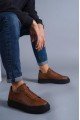 KN421 Erkek Günlük Bağcıklı Cilt Spor Sneaker Ayakkabı CST - Taba