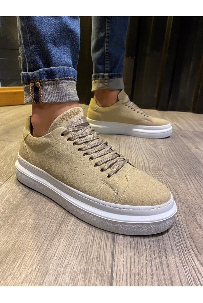 KN421 Erkek Günlük Bağcıklı Süet Spor Sneaker Ayakkabı SBT - Vizon