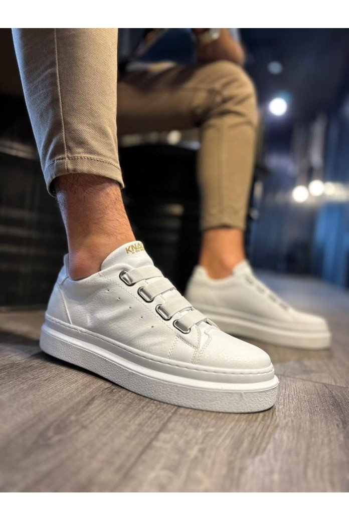 KN521 Erkek Günlük Lastikli Cilt Spor Sneaker Ayakkabı CBT - Beyaz KN521 Erkek Günlük Lastikli Cilt Spor Sneaker Ayakkabı CBT - Beyaz