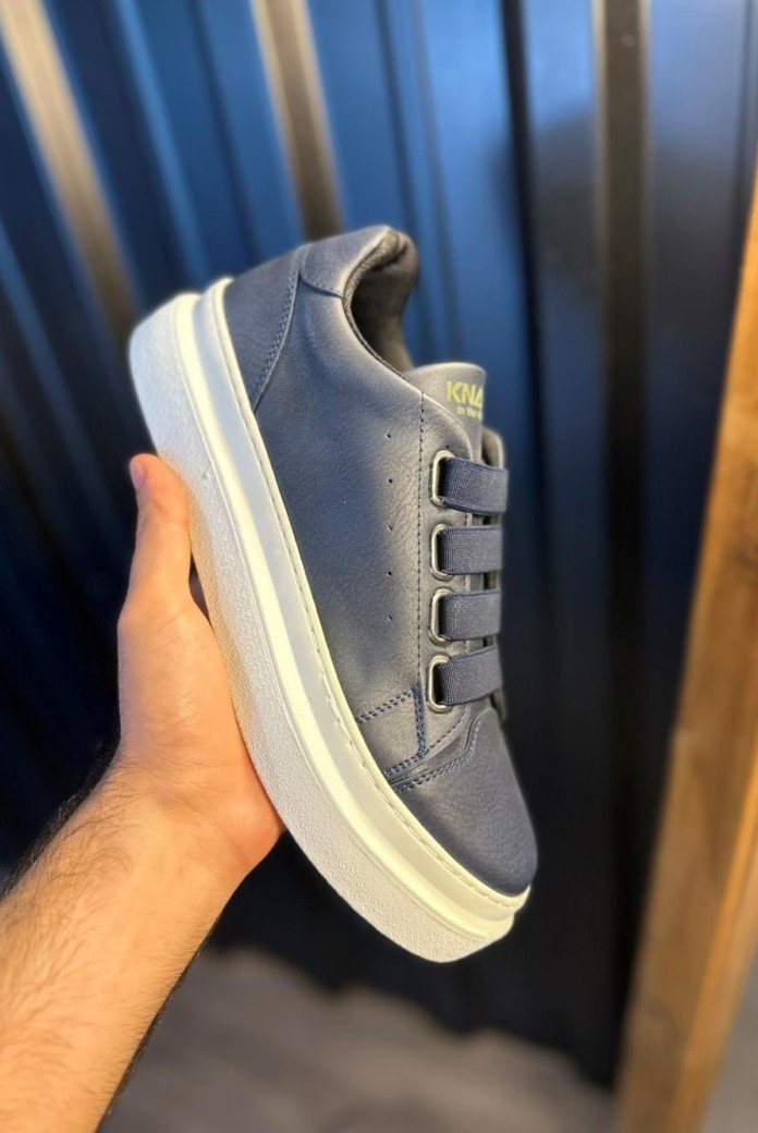 KN521 Erkek Günlük Lastikli Cilt Spor Sneaker Ayakkabı CBT - Lacivert KN521 Erkek Günlük Lastikli Cilt Spor Sneaker Ayakkabı CBT - Lacivert