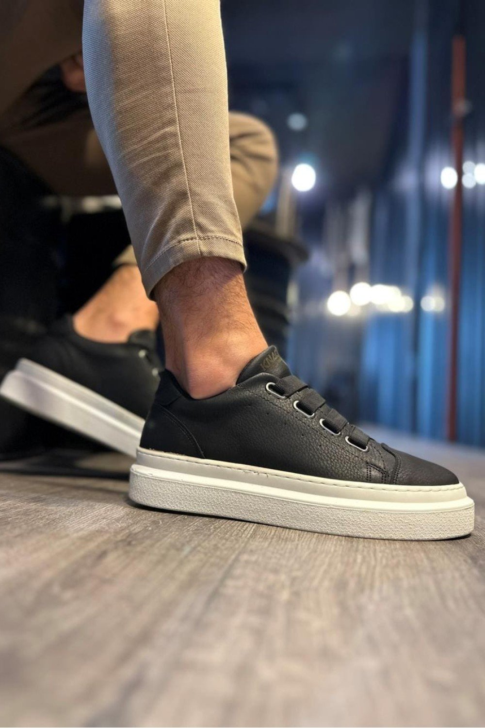 KN521 Erkek Günlük Lastikli Cilt Spor Sneaker Ayakkabı CBT - Siyah Erkek Ayakkabı KN521 Erkek Günlük Lastikli Cilt Spor Sneaker Ayakkabı CBT - Siyah – Knack Erkek Ayakkabı