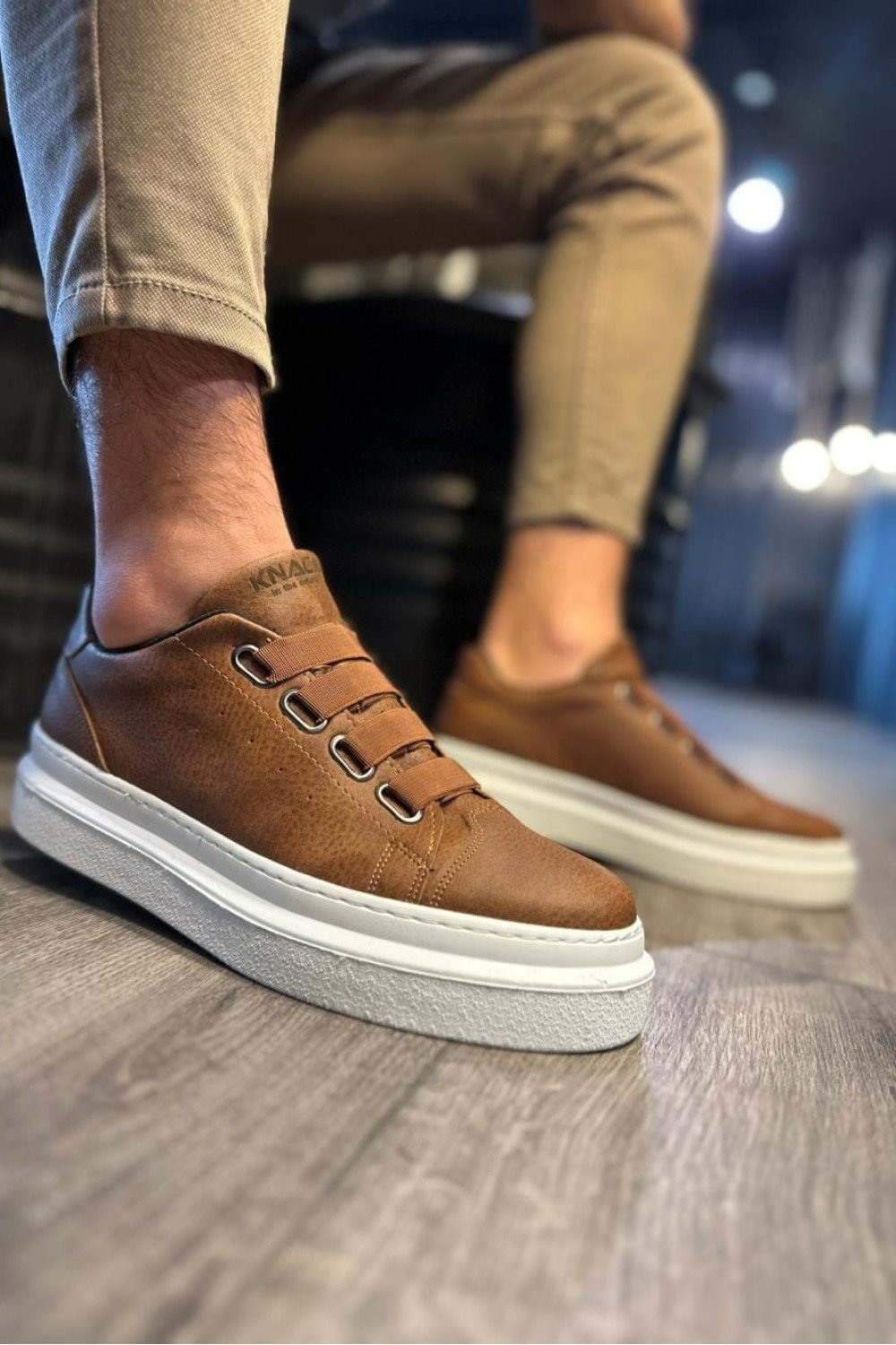 KN521 Erkek Günlük Lastikli Cilt Spor Sneaker Ayakkabı CBT - Taba – Knack Erkek Ayakkabı