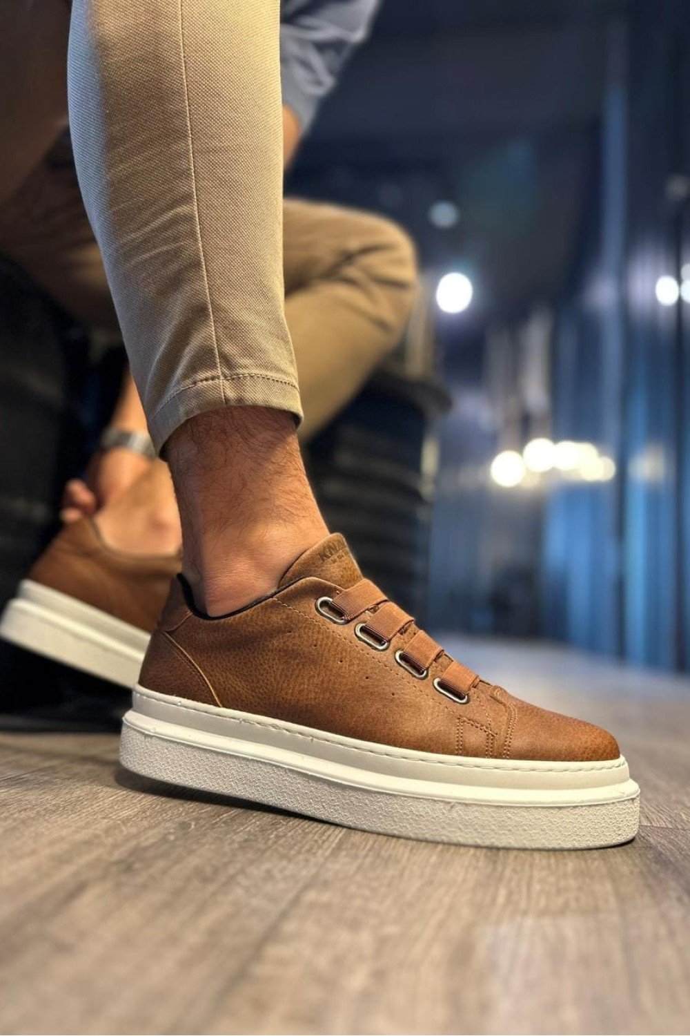 KN521 Erkek Günlük Lastikli Cilt Spor Sneaker Ayakkabı CBT - Taba – Knack Erkek Ayakkabı