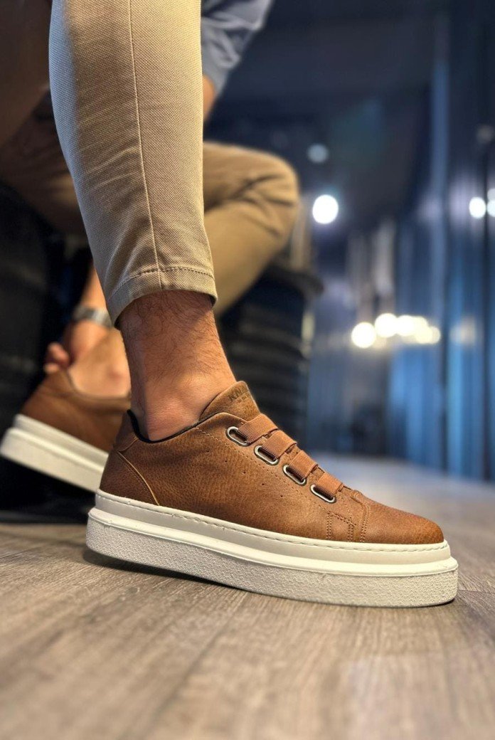 KN521 Erkek Günlük Lastikli Cilt Spor Sneaker Ayakkabı CBT - Taba KN521 Erkek Günlük Lastikli Cilt Spor Sneaker Ayakkabı CBT - Taba