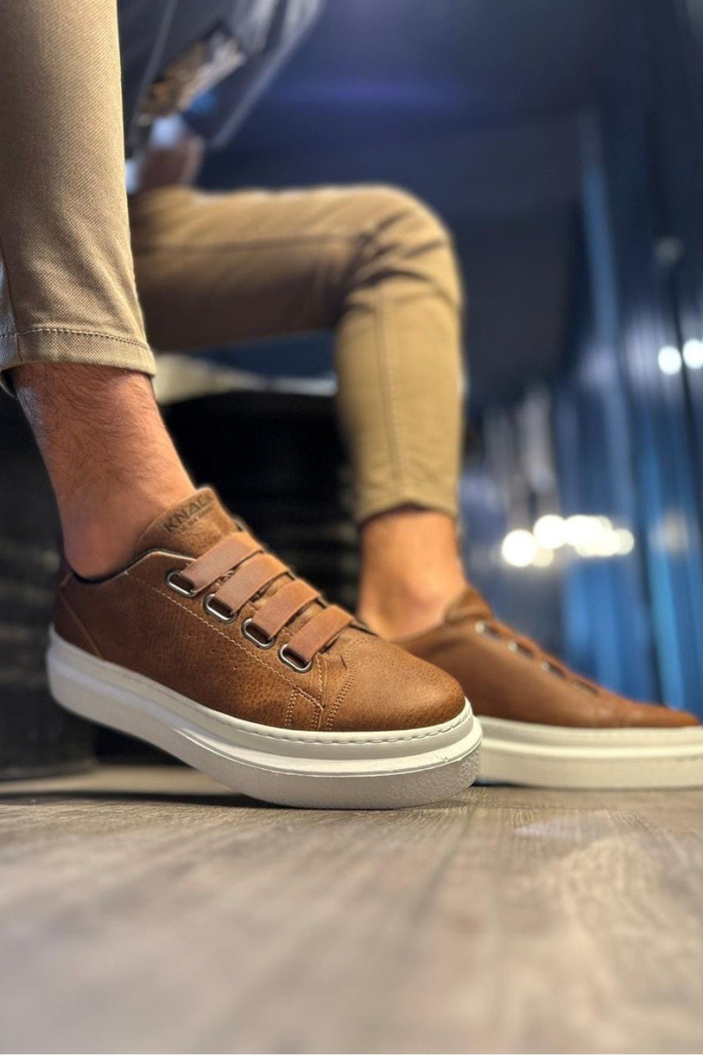 KN521 Erkek Günlük Lastikli Cilt Spor Sneaker Ayakkabı CBT - Taba – Knack Erkek Ayakkabı