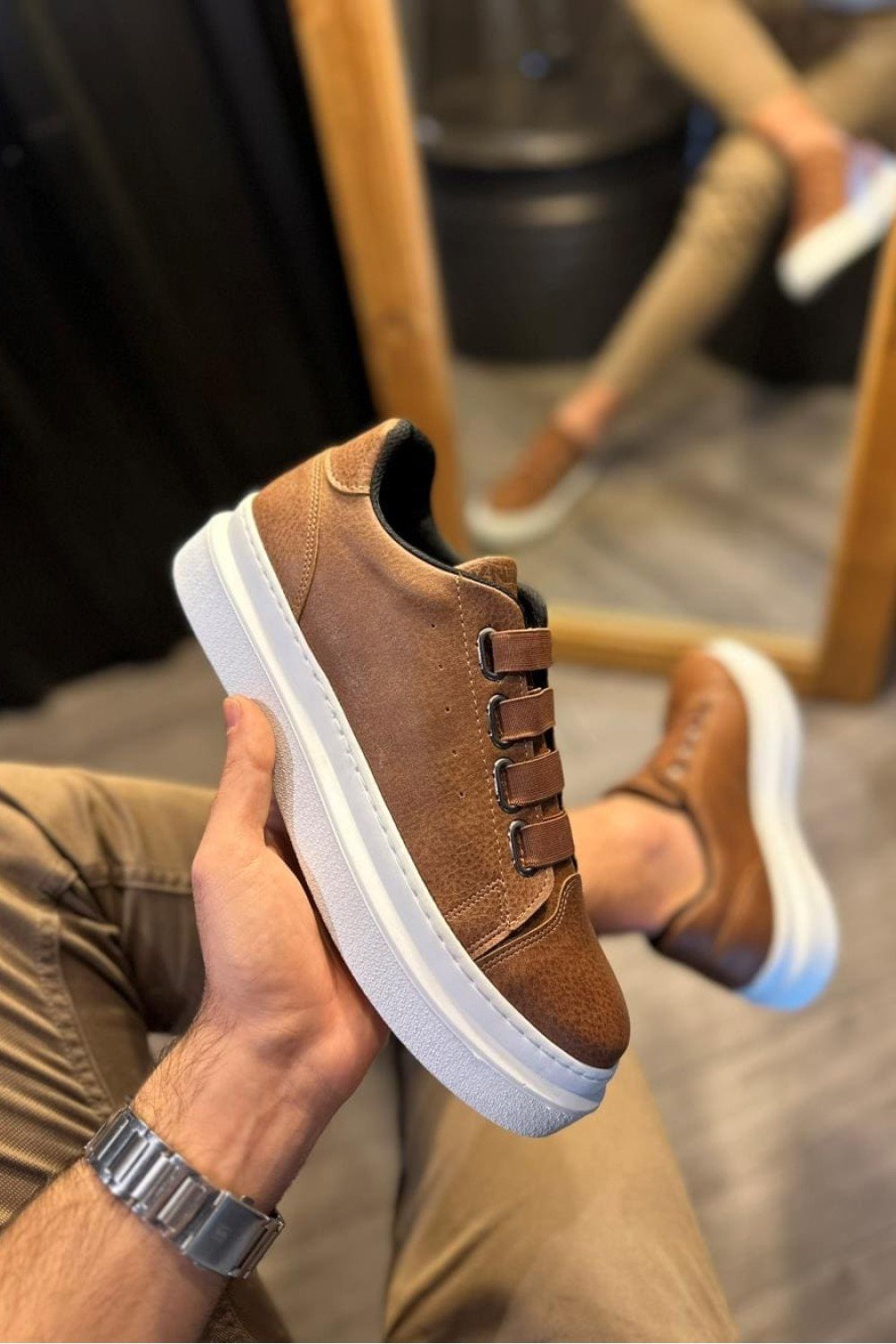 KN521 Erkek Günlük Lastikli Cilt Spor Sneaker Ayakkabı CBT - Taba – Knack Erkek Ayakkabı