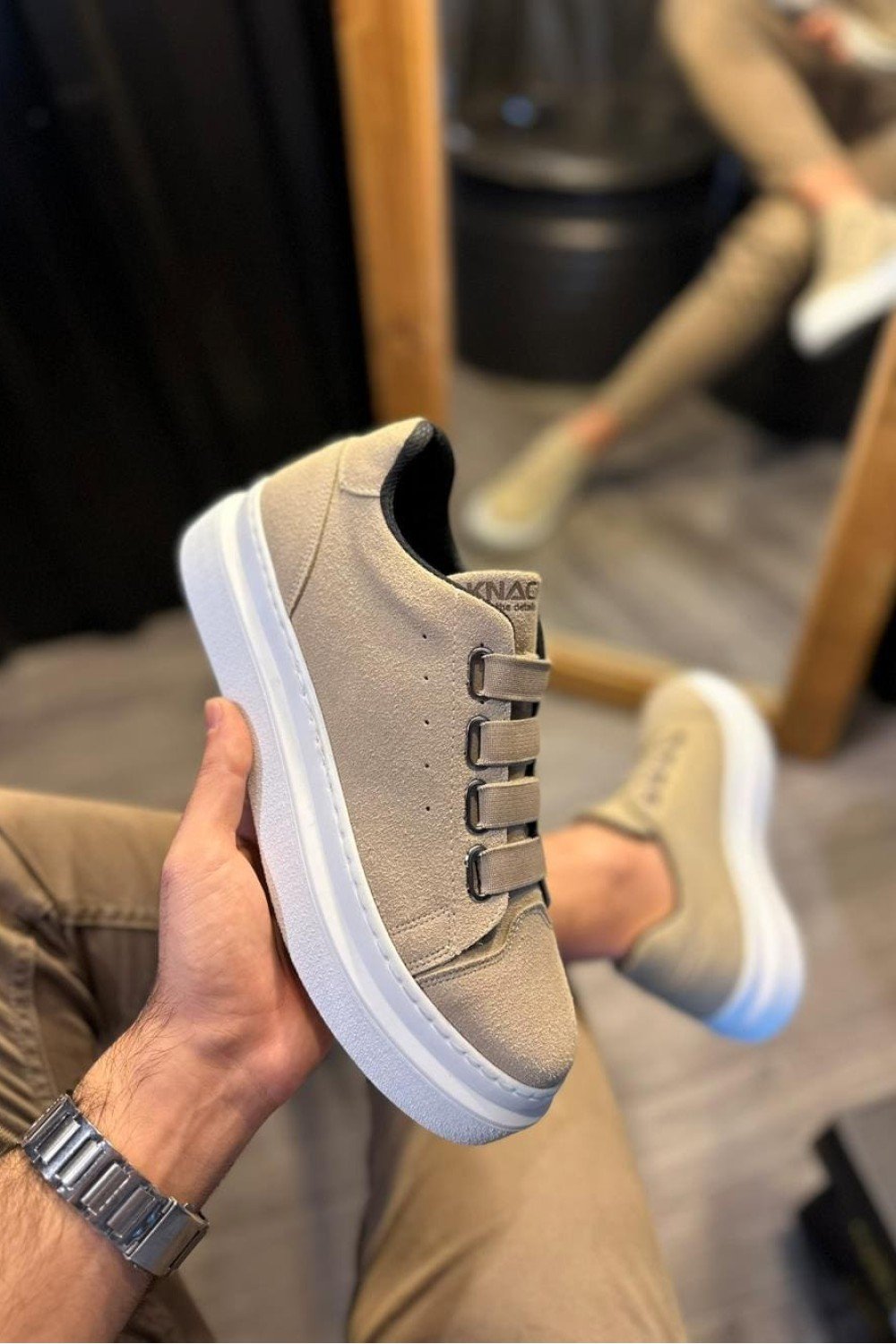 KN521 Erkek Günlük Lastikli Süet Spor Sneaker Ayakkabı SBT - Vizon – Knack Erkek Ayakkabı