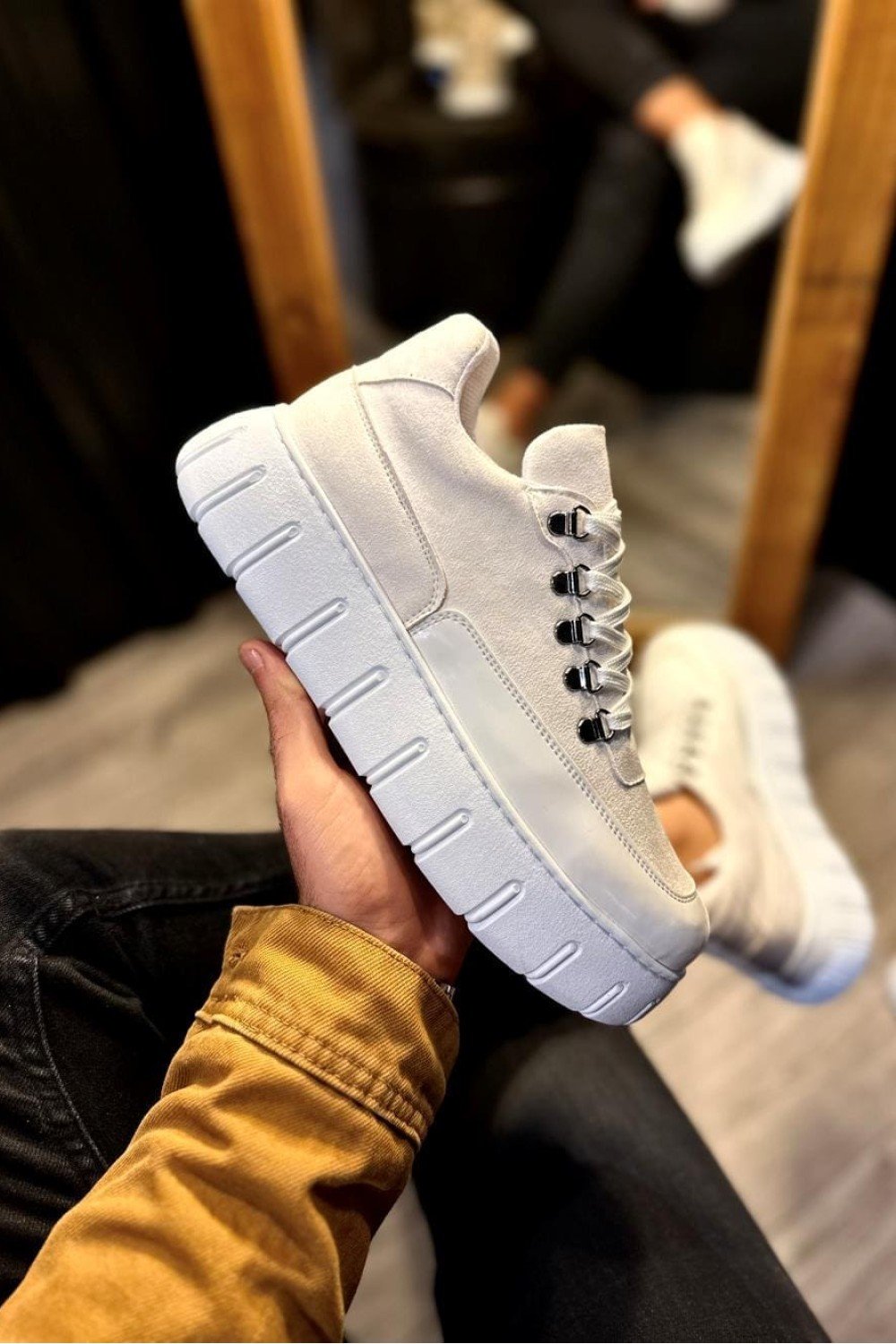 KN600 Erkek Günlük Bağcıklı Süet Cilt Spor Sneaker Ayakkabı SCBT - Beyaz Erkek Ayakkabı KN600 Erkek Günlük Bağcıklı Süet Cilt Spor Sneaker Ayakkabı SCBT - Beyaz – Knack Erkek Ayakkabı