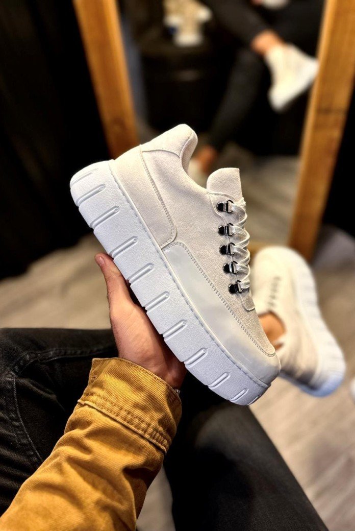 KN600 Erkek Günlük Bağcıklı Süet Cilt Spor Sneaker Ayakkabı SCBT - Beyaz KN600 Erkek Günlük Bağcıklı Süet Cilt Spor Sneaker Ayakkabı SCBT - Beyaz