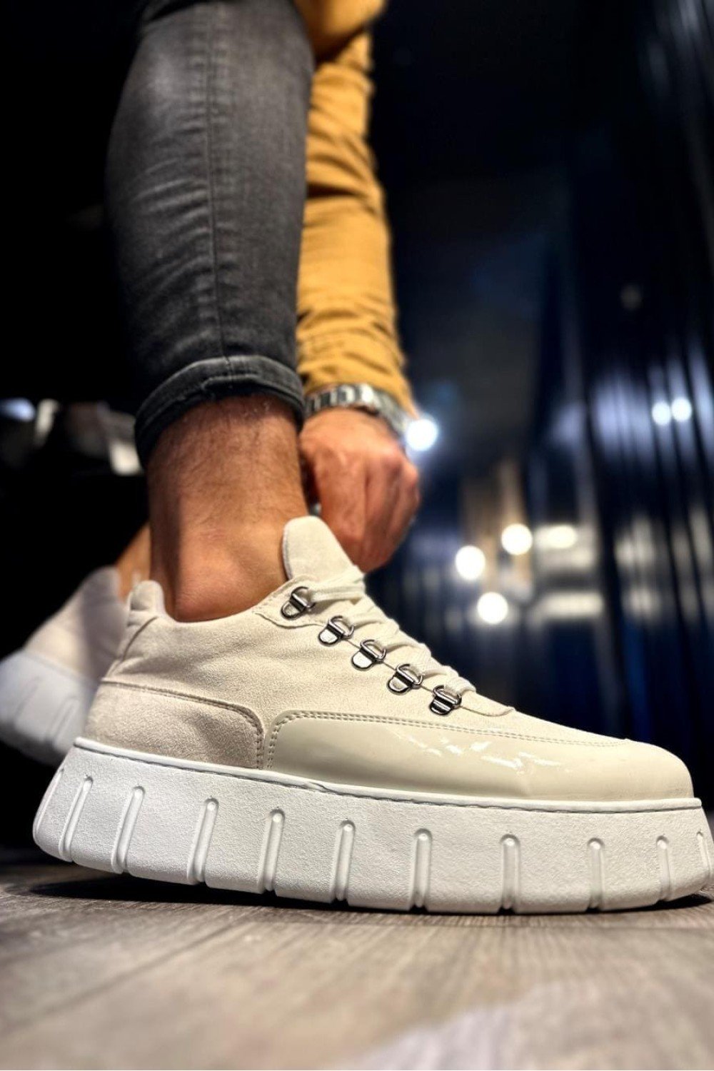 KN600 Erkek Günlük Bağcıklı Süet Cilt Spor Sneaker Ayakkabı SCBT - Beyaz Erkek Ayakkabı KN600 Erkek Günlük Bağcıklı Süet Cilt Spor Sneaker Ayakkabı SCBT - Beyaz – Knack Erkek Ayakkabı