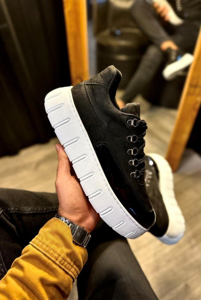 KN600 Erkek Günlük Bağcıklı Süet Cilt Spor Sneaker Ayakkabı SCBT - Siyah KN600 Erkek Günlük Bağcıklı Süet Cilt Spor Sneaker Ayakkabı SCBT - Siyah