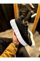 KN600 Erkek Günlük Bağcıklı Süet Cilt Spor Sneaker Ayakkabı SCBT - Siyah