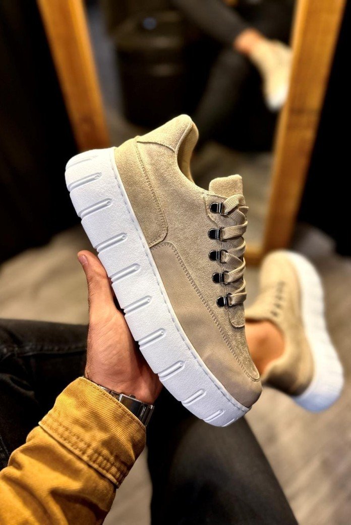 KN600 Erkek Günlük Bağcıklı Süet Cilt Spor Sneaker Ayakkabı SCBT - Vizon KN600 Erkek Günlük Bağcıklı Süet Cilt Spor Sneaker Ayakkabı SCBT - Vizon
