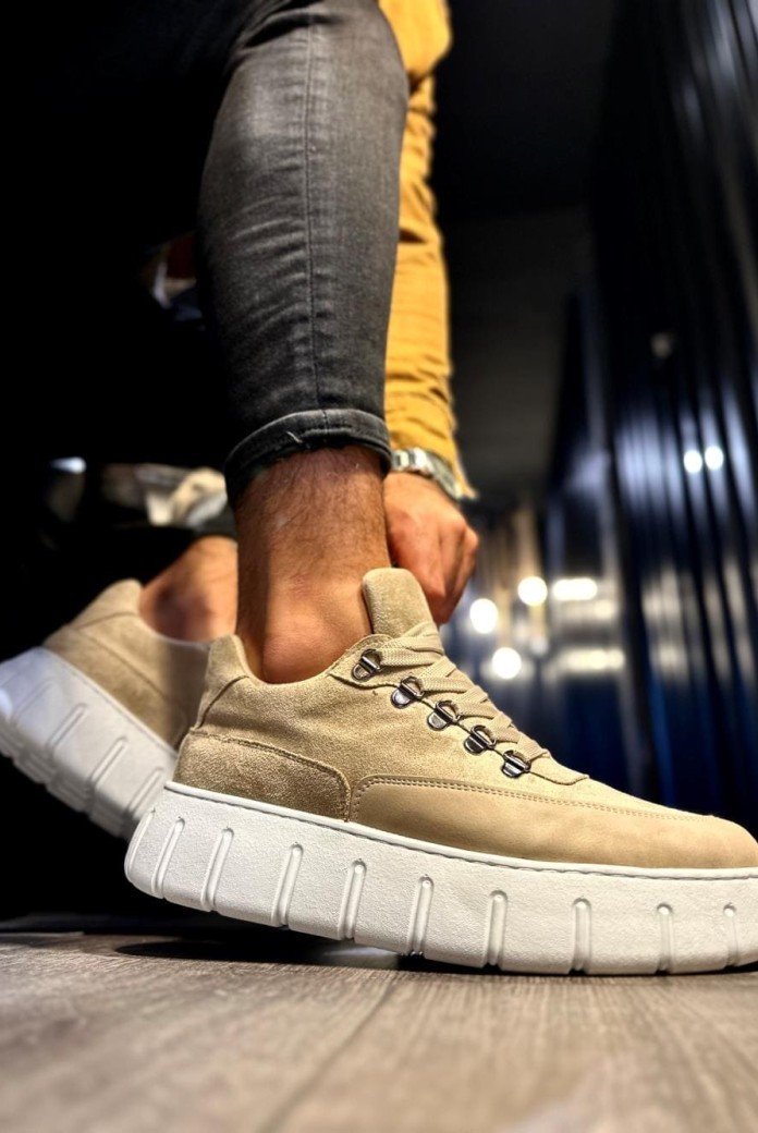 KN600 Erkek Günlük Bağcıklı Süet Cilt Spor Sneaker Ayakkabı SCBT - Vizon KN600 Erkek Günlük Bağcıklı Süet Cilt Spor Sneaker Ayakkabı SCBT - Vizon