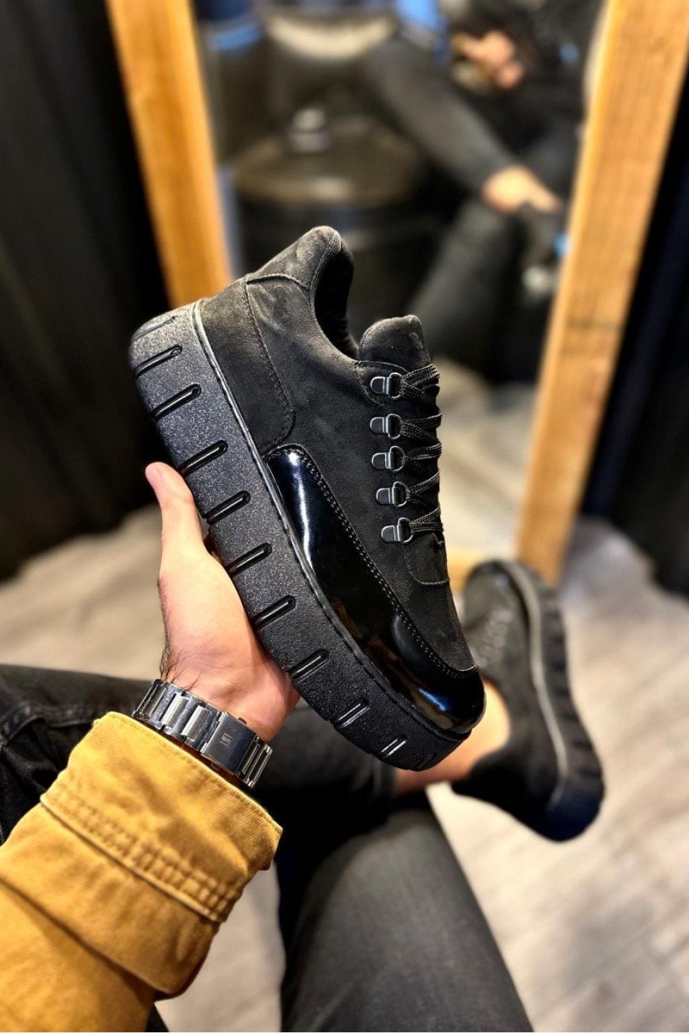 KN600 Erkek Günlük Bağcıklı Süet Cilt Spor Sneaker Ayakkabı SCST - Siyah Erkek Ayakkabı KN600 Erkek Günlük Bağcıklı Süet Cilt Spor Sneaker Ayakkabı SCST - Siyah – Knack Erkek Ayakkabı