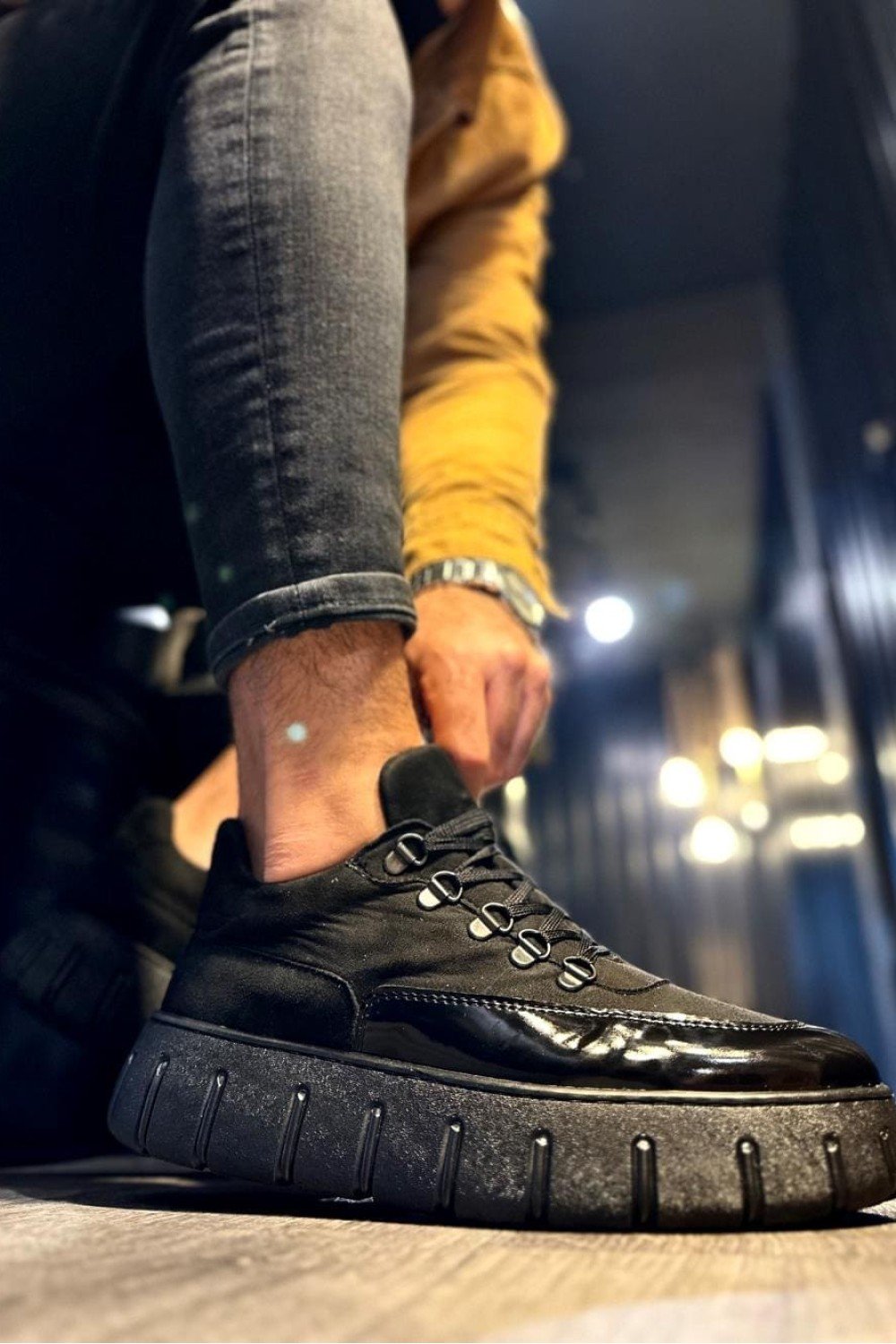 KN600 Erkek Günlük Bağcıklı Süet Cilt Spor Sneaker Ayakkabı SCST - Siyah Erkek Ayakkabı KN600 Erkek Günlük Bağcıklı Süet Cilt Spor Sneaker Ayakkabı SCST - Siyah – Knack Erkek Ayakkabı