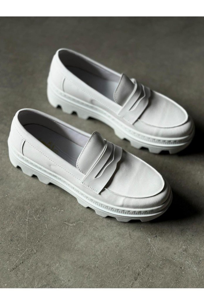 KN779 Erkek Günlük Bağcıksız Cilt Klasik Ayakkabı CBT - Beyaz