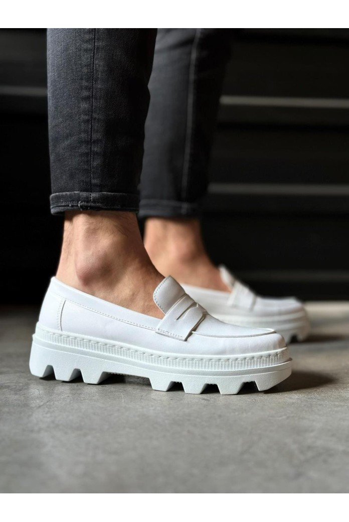 KN779 Erkek Günlük Bağcıksız Cilt Klasik Ayakkabı CBT - Beyaz KN779 Erkek Günlük Bağcıksız Cilt Klasik Ayakkabı CBT - Beyaz