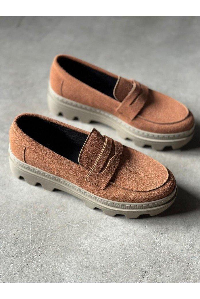 KN779 Erkek Günlük Bağcıksız Süet Klasik Ayakkabı SKT - Taba