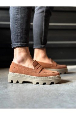 KN779 Erkek Günlük Bağcıksız Süet Klasik Ayakkabı SKT - Taba