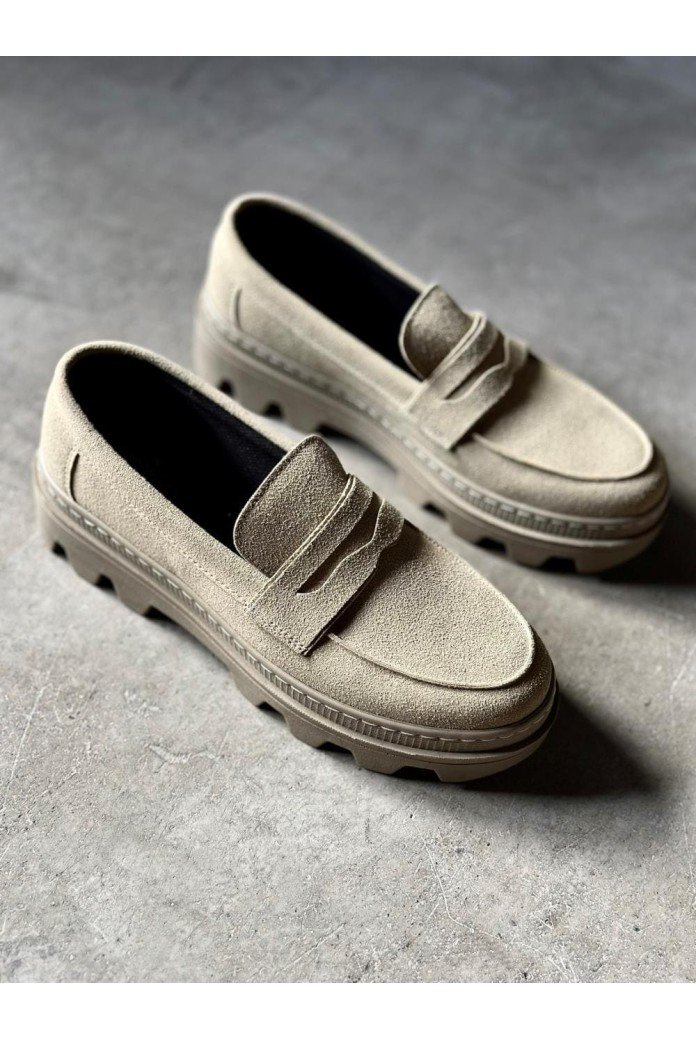 KN779 Erkek Günlük Bağcıksız Süet Klasik Ayakkabı SKT - Vizon