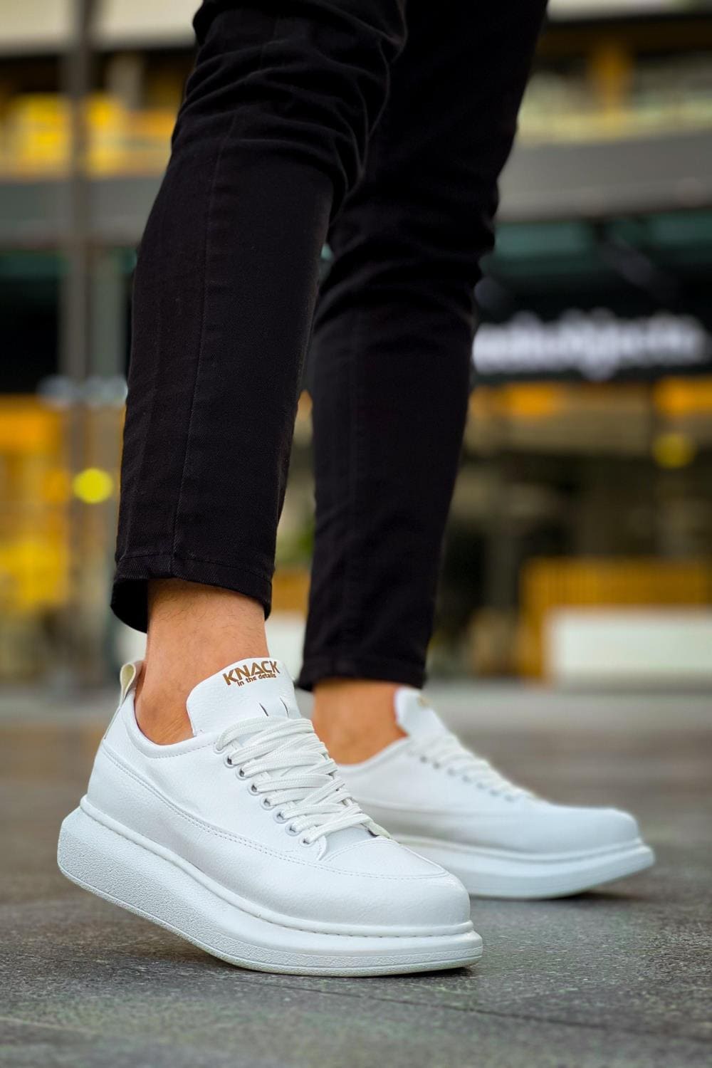 KN814 Erkek Günlük Bağcıklı Cilt Spor Sneaker Ayakkabı CBT - Beyaz – Knack Erkek Ayakkabı