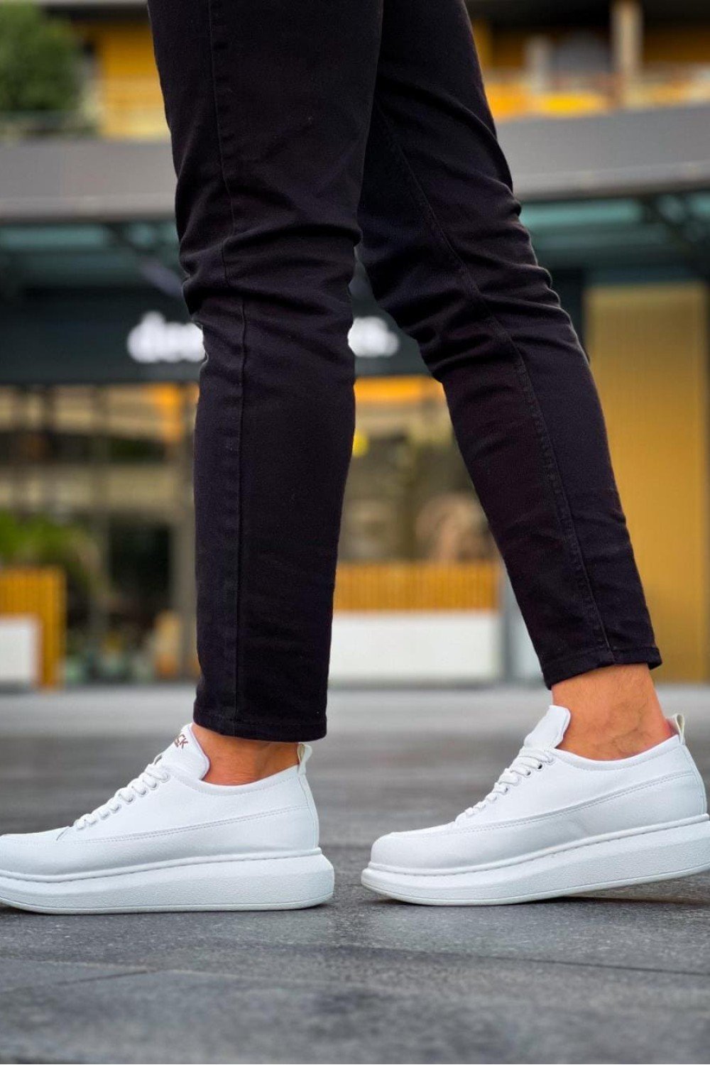 KN814 Erkek Günlük Bağcıklı Cilt Spor Sneaker Ayakkabı CBT - Beyaz – Knack Erkek Ayakkabı