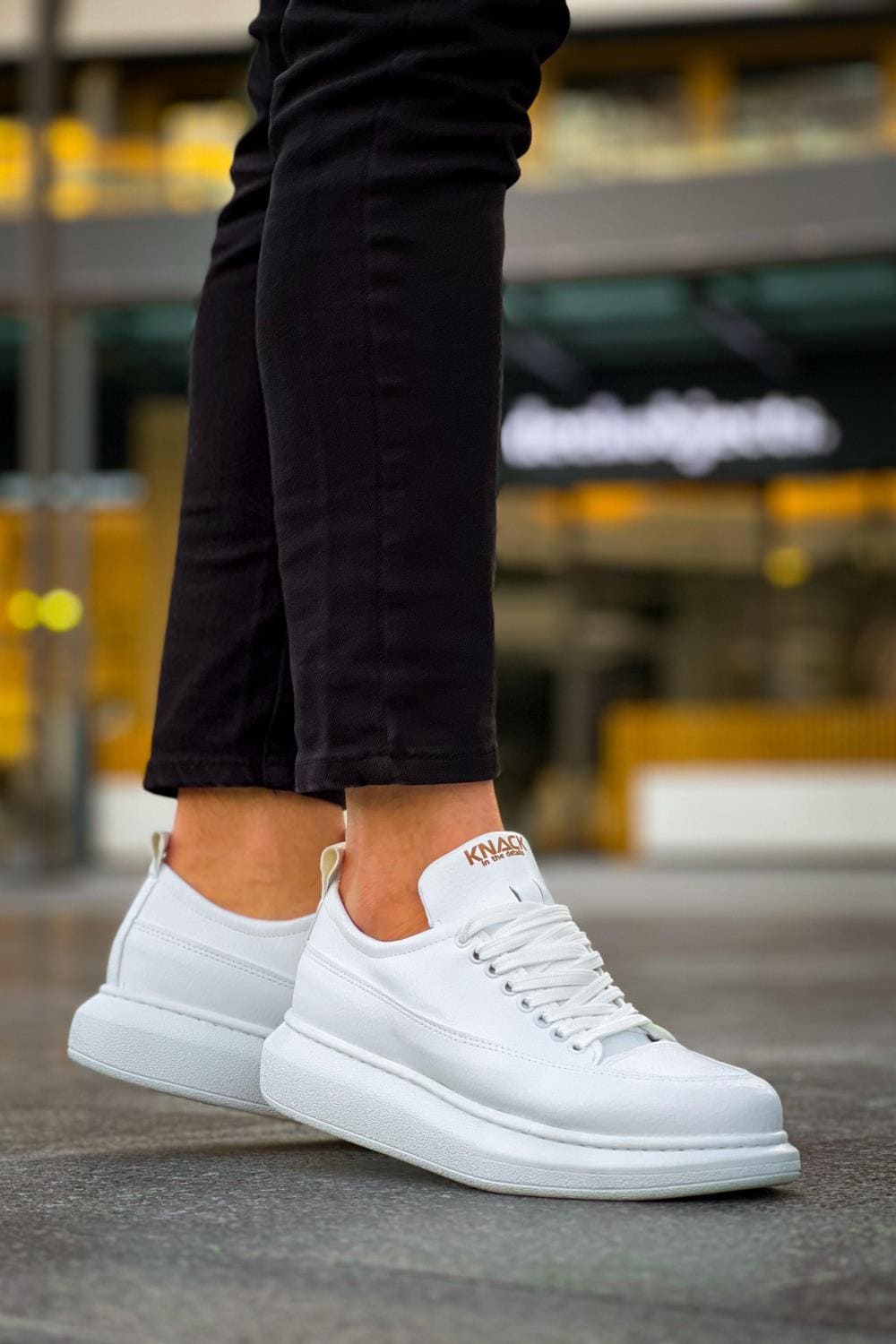 KN814 Erkek Günlük Bağcıklı Cilt Spor Sneaker Ayakkabı CBT - Beyaz – Knack Erkek Ayakkabı