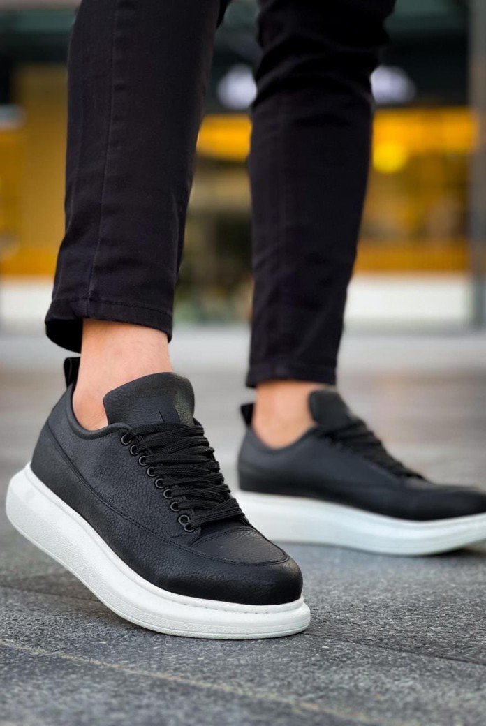 KN814 Erkek Günlük Bağcıklı Cilt Spor Sneaker Ayakkabı CBT - Siyah KN814 Erkek Günlük Bağcıklı Cilt Spor Sneaker Ayakkabı CBT - Siyah