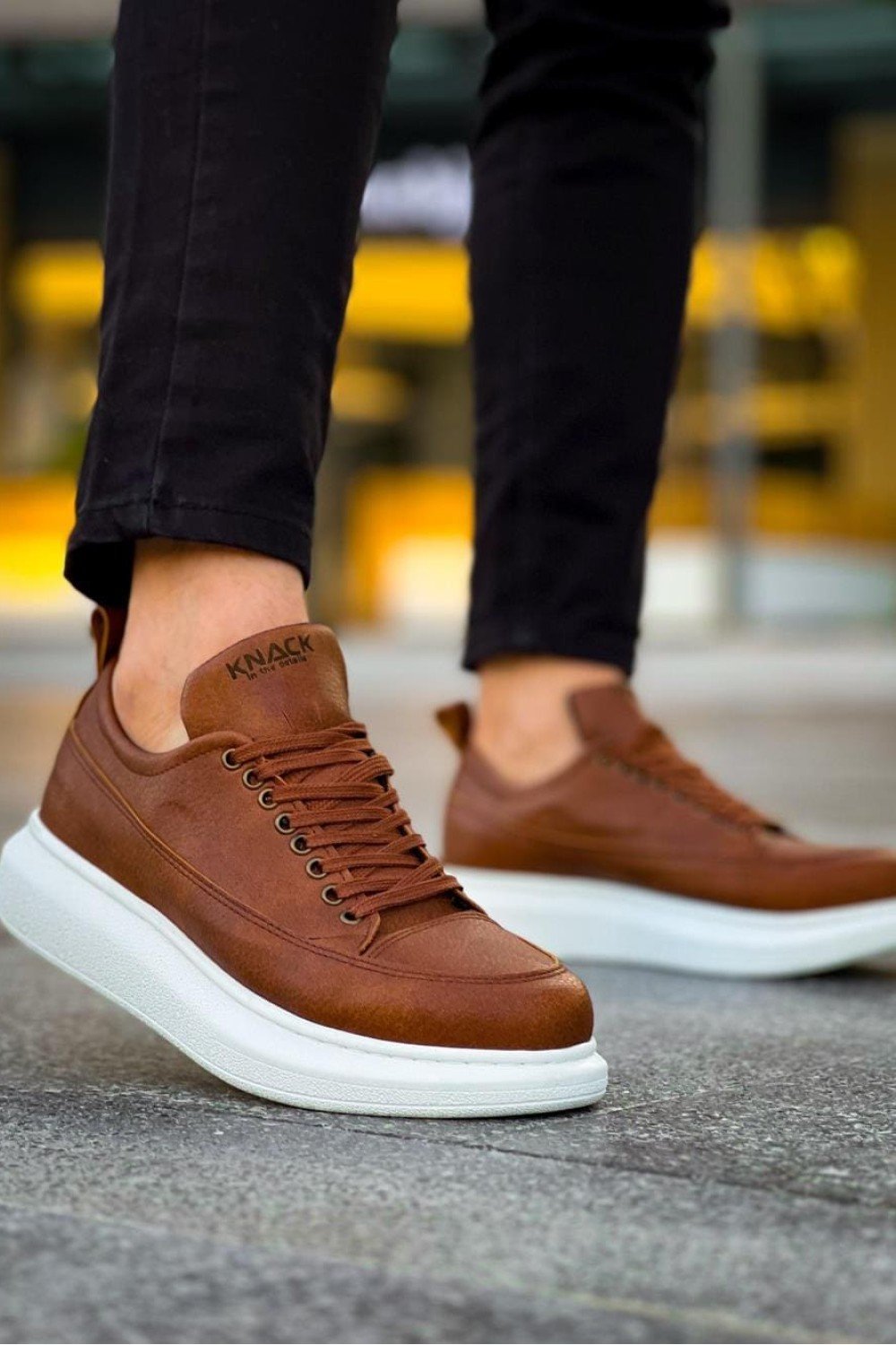 KN814 Erkek Günlük Bağcıklı Cilt Spor Sneaker Ayakkabı CBT - Taba – Knack Erkek Ayakkabı